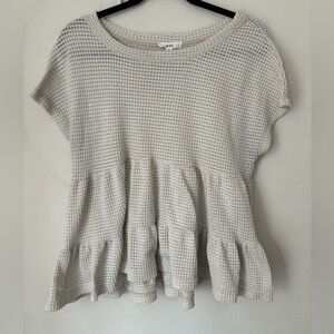 Waffle Knit Cream Blouse Size M